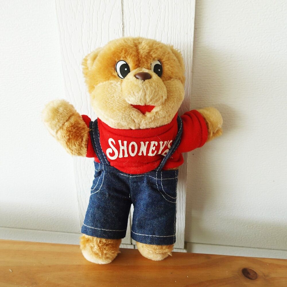 Vintage 1986 Shoneys  Bear Teddy Plush Stuffed Animal Mascot